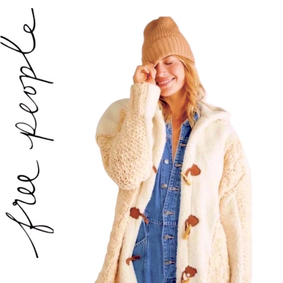 FREE PEOPLE➕NWT Stormy Chunky Knit Sherpa Cardi